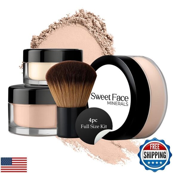 4pc Full Size Kit (Light) Mineral Makeup Matte Translucent Loose Foundation - Picture 1 of 5